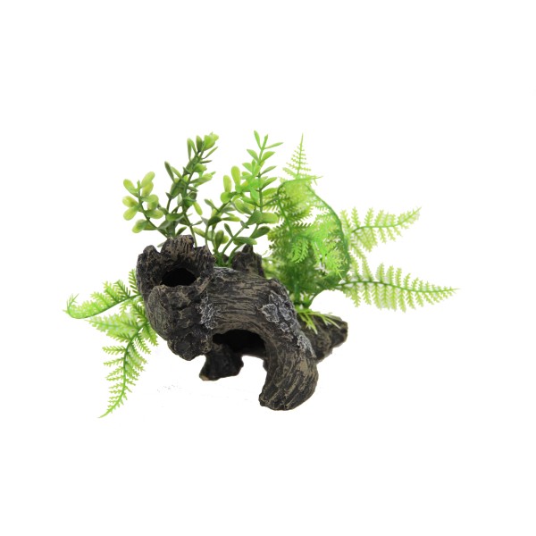 decoration en forme de racine en resine avec plante pour reptiles
