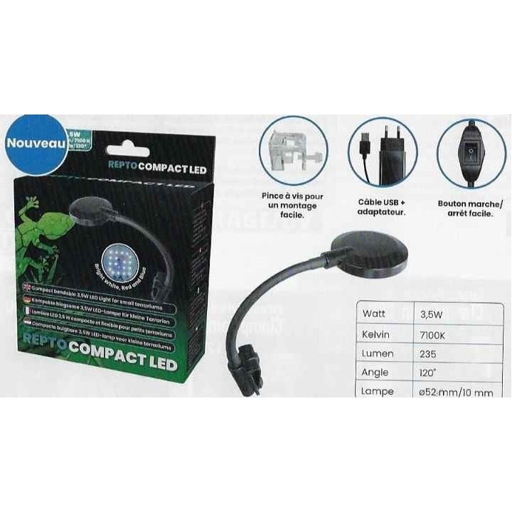 lampe pour reptilecompact led light 3,5w de repto r2300020 (3949),eclairage pour terrarium compact led light 3,5w de repto r2300