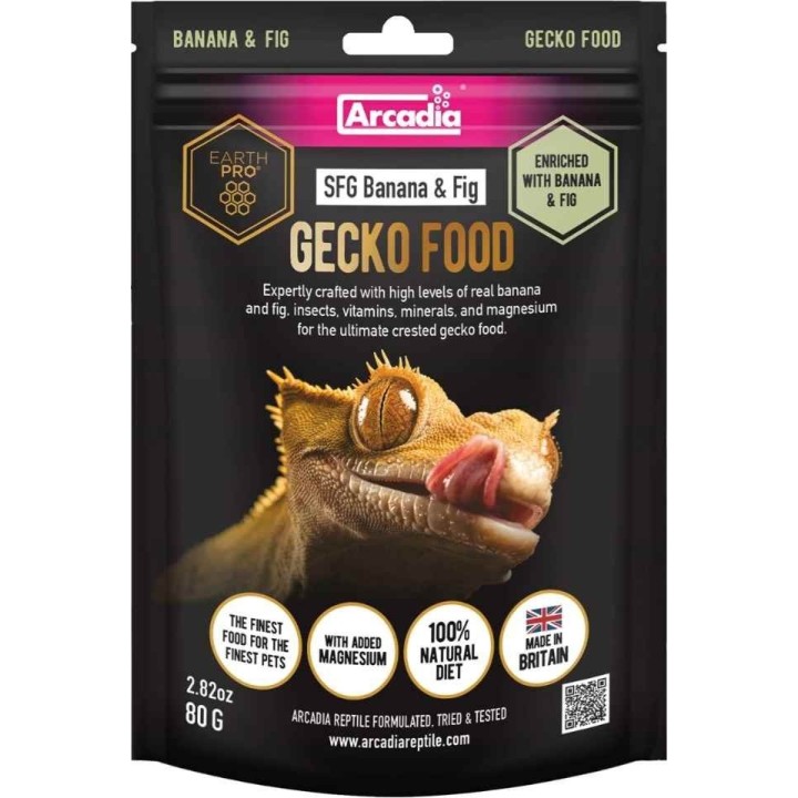 Nourriture en poudre pour gecko à crête Arcadia Gecko food Banane et figue – 180g