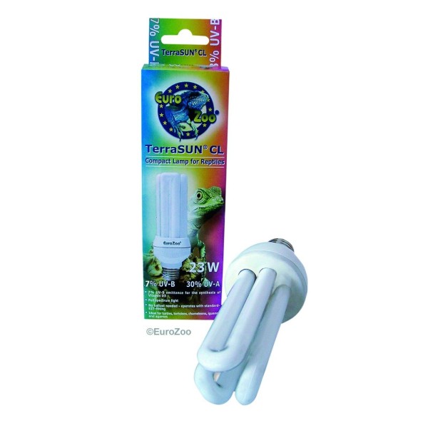 ampoule eco uva/uvb terrasun cl 23 watt ± 8,5 w/m² uv-b de euro-zoo l10601