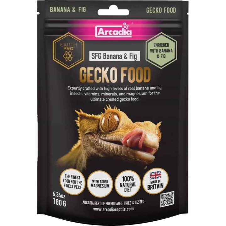 Nourriture en poudre pour gecko à crête Arcadia Gecko food Banane et figueConditionnement:180gR9100115