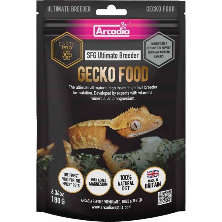 Nourriture en poudre pour gecko à crête Arcadia Gecko food Ultimate breederConditionnement:180gR9100135