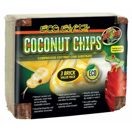 Eco Earth Coconut Chips 3 blocs de 500g_Zoo-med