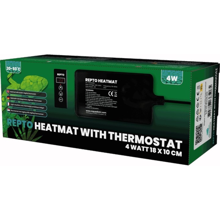 Tapis chauffant Repto avec thermostat intégré 4 W - 18 x 10 cm - packaging officiel
