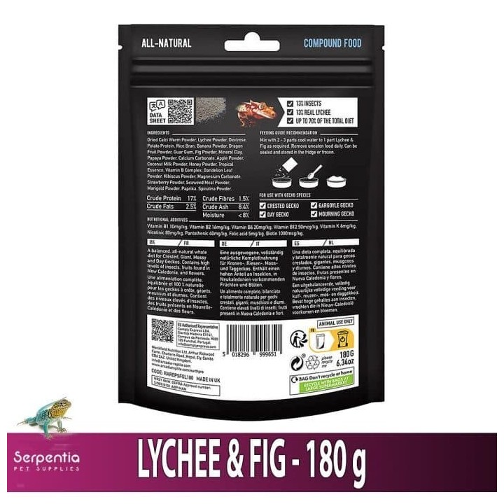 Arcadia EarthPro StickyFoot Gold Litchi & Figue 180 g - face arrière
