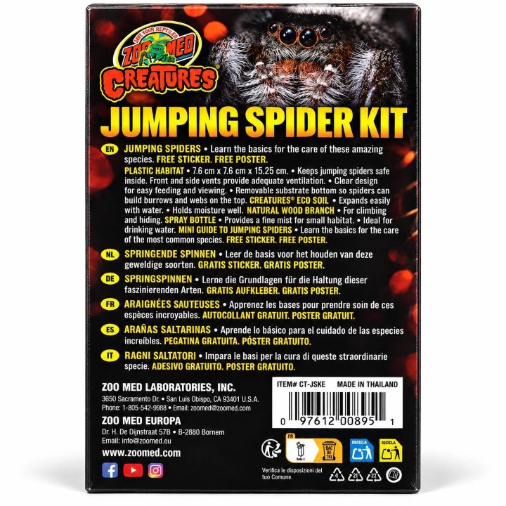 Dos du Zoo Med Creatures Jumping Spider Kit - contenu, référence CT-JSKE et EAN