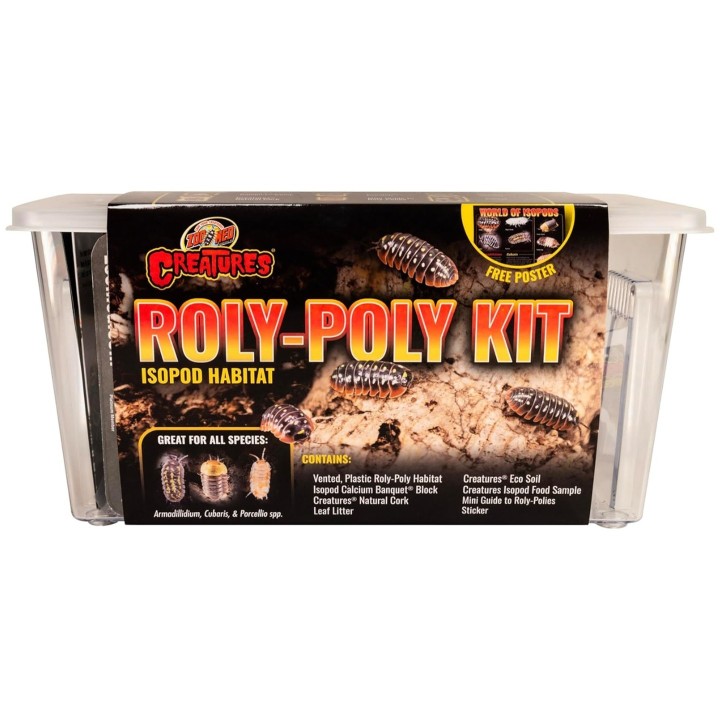 Zoo Med Creatures Roly-Poly Kit - vue du kit et de l’habitat pour isopodes