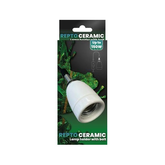 douille ceramique avec passe paroi pour terrarium repto ceramic e27 de repto r2300005