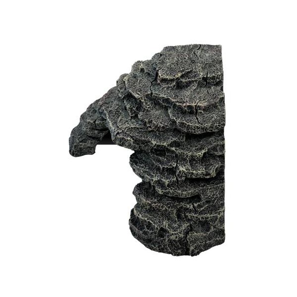Cachette faux rocher angulaire Repto Basking Gris pour reptile