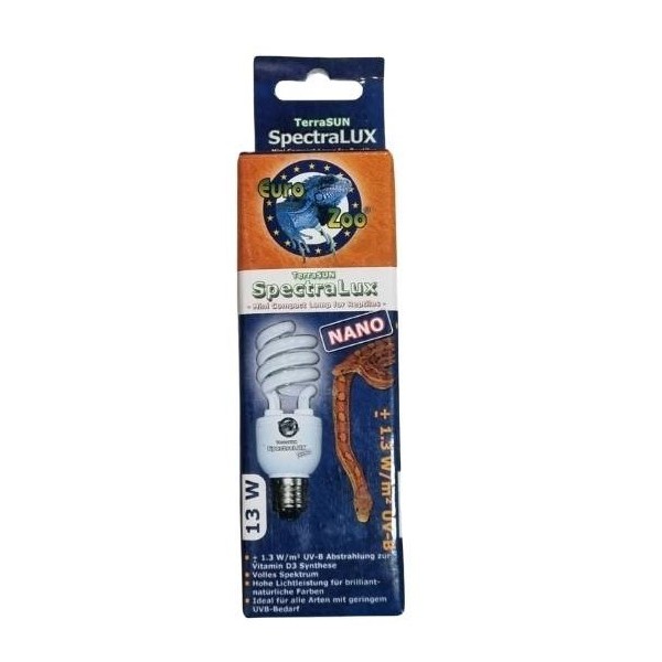 ampoule eco uva-uvb spectralux 5.0 - 13 watt pour reptile tropicaux de euro-zoo l106061