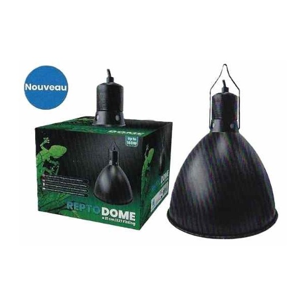 dome d'eclairage pour terrarium e27 21cm noir de repto r2300015