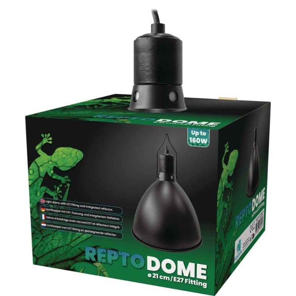 dome d'eclairage pour reptile e27 21cm noir de repto r2300015