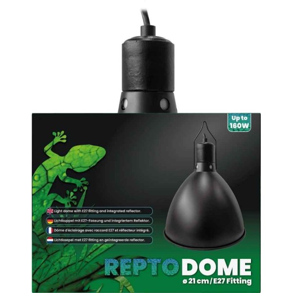 dome d'eclairage pour terrarium e27 21cm noir de repto r2300015