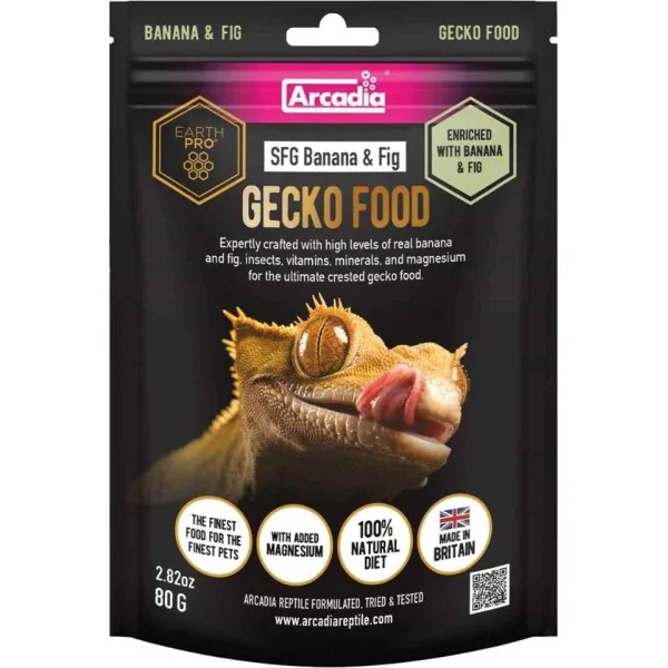 nourriture en poudre pour gecko a crete arcadia gecko food banane et figue conditionnement:80g de arcadia r9100115