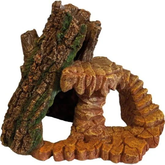 Cachette pour reptile imitation rocher et bois