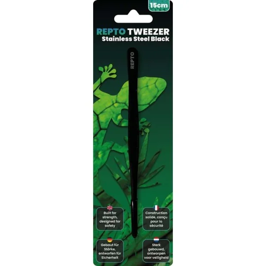 Pince de nourrissage pour reptile inoxydable NOIR 15 cm